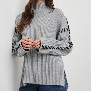 Rails Gray Turtleneck Sweater with Black Accents